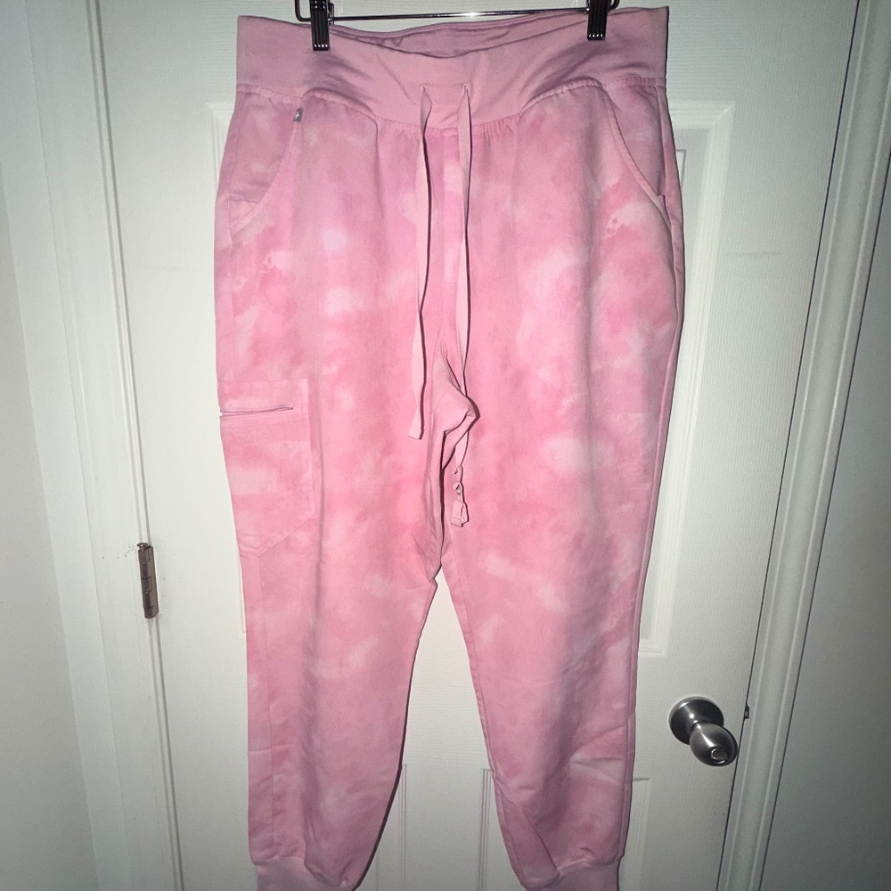 Figs Pink Tie-Dye Jogger Track Pants